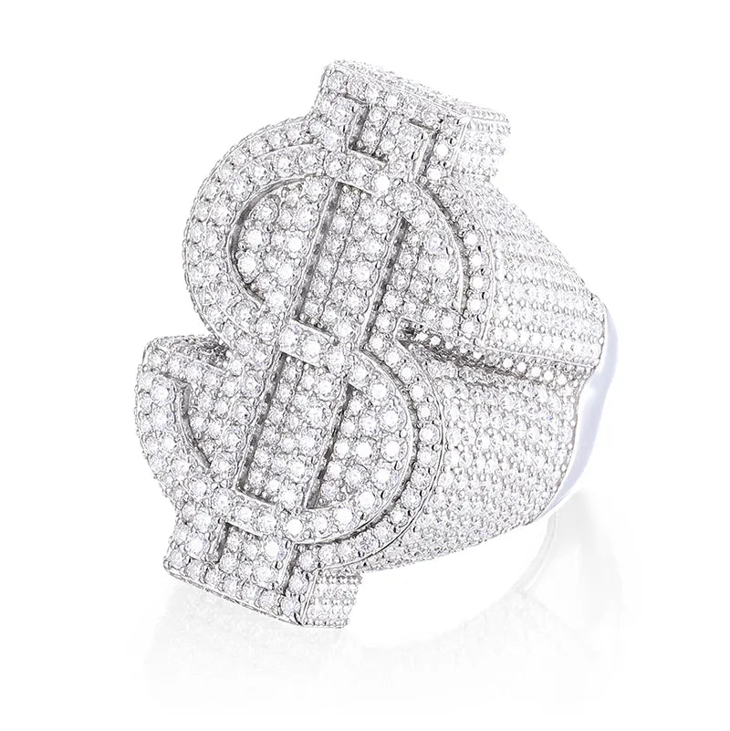 Iced Out Oversized Dollar Sign Ring