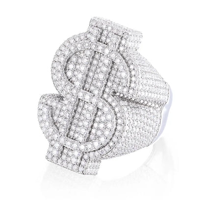 Iced Out Oversized Dollar Sign Ring