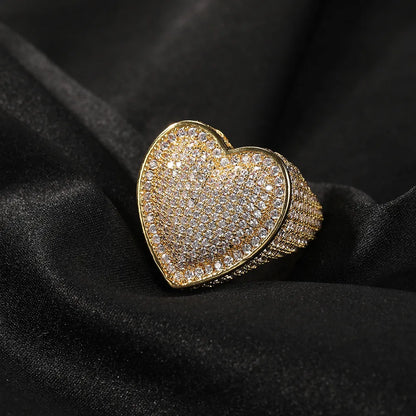 Iced Out Oversized Heart Ring