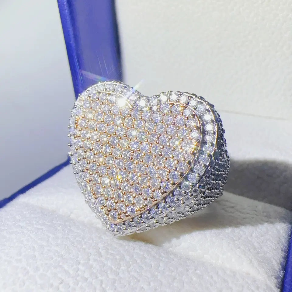 Two Tone Oversized Heart Ring