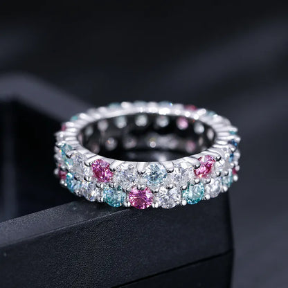 Two Row Colored Eternity Ring