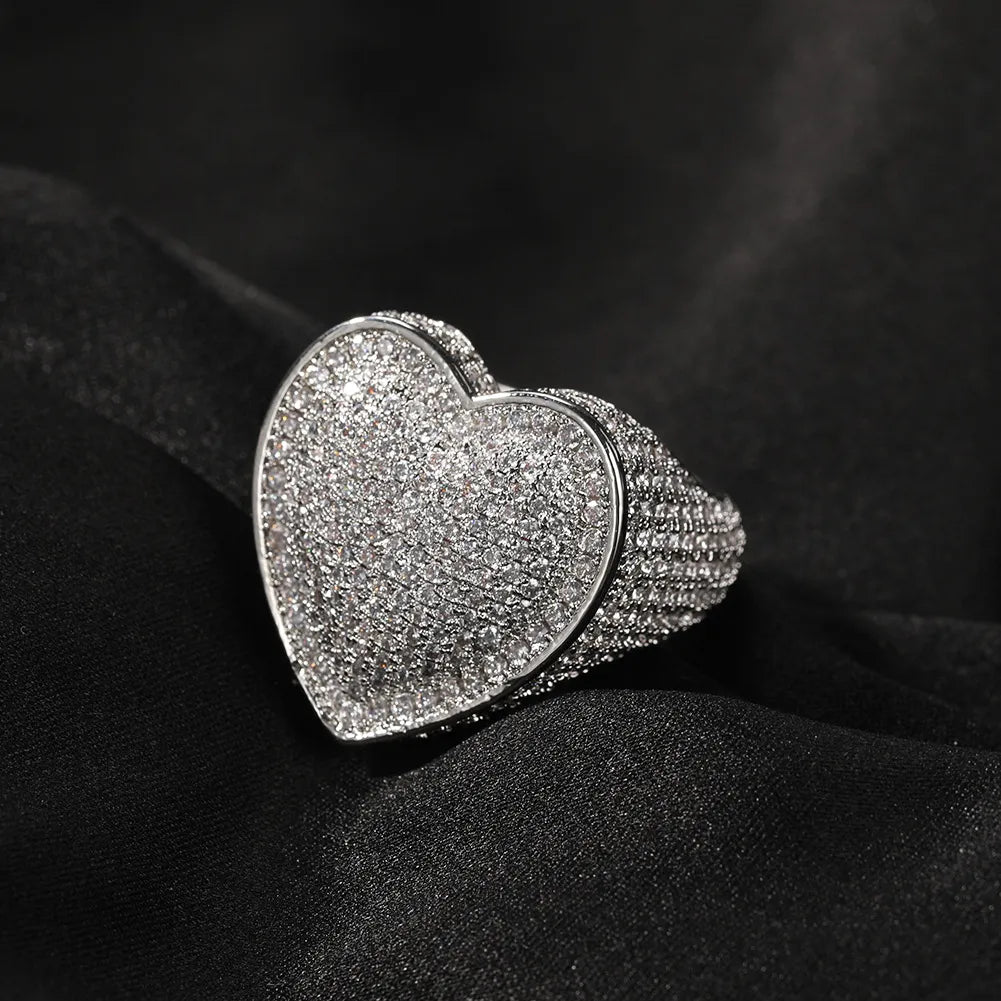 Iced Out Oversized Heart Ring