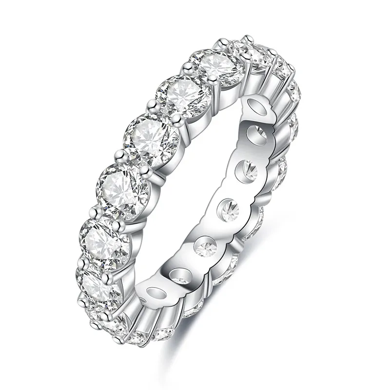 4mm Moissanite Silver Eternity Ring