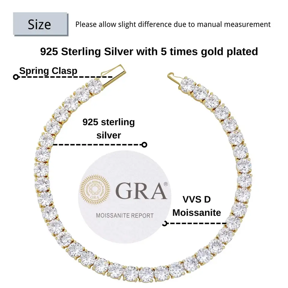 Moissanite Gold Tennis Bracelet- 5mm