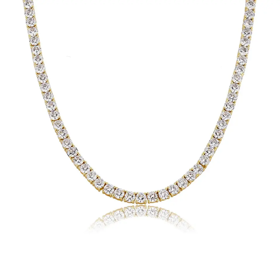 Moissanite Gold Tennis Necklace - 4mm