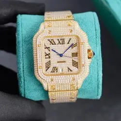 Iced Out Moissanite Bust Down Gold Watch